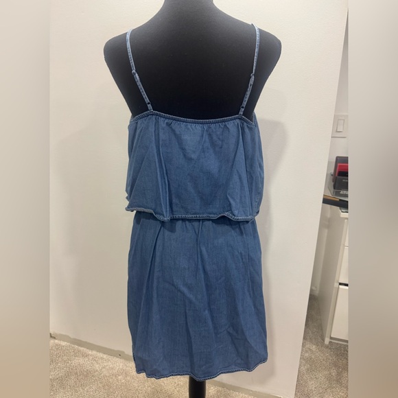 Blue Denim Sleeveless Tiered Dress - Picture 3 of 5